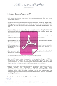 PDF-Download 10 Goldene Regeln der PR von DWB Kommunikation