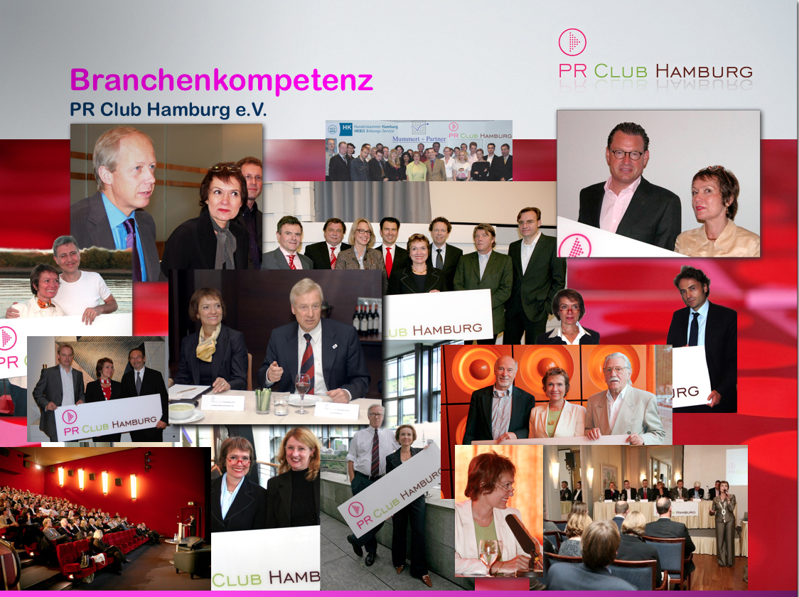 Dagmar Winklhofer-B&uuml;low mit Referenten im PR Club Hamburg, bspw. Gianni Di Lorenzo, Kai Diekmann oder Moritz Hunzinger